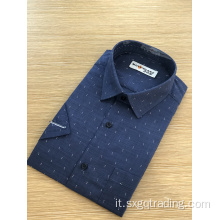 Camicia uomo collo alto con stampa blu navy